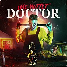The cover artwork shows a clown-version of Nottet holding a sledgehammer in his hands. Miniature shots of him in a car and alongside a similarly dressed woman are placed under the picture, while information on the song is present above.