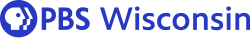 In a blue san-serif font called PBS Sans, the current PBS logo, rendered with a circle featuring its 'head' logo within, then "PBS" in bold text, is followed by the word "Wisconsin" in a lighter typeface.