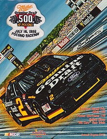 The 1995 Miller Genuine Draft 500 program cover, featuring Rusty Wallace. Artwork by NASCAR artist Sam Bass.