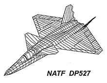 3D schematic of the naval F-23 design with its label at bottom right