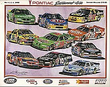 The 2000 Pontiac Excitement 400 program cover, with artwork by Garry Hill.