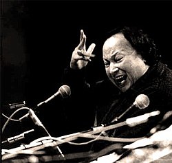 Khan performing at Royal Albert Hall in 1987