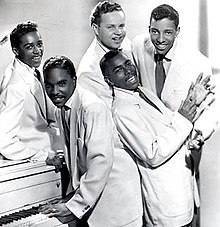 The Solitaires in 1954. Top row: Herman Curtis, Pat Gaston, Bobby Baylor. Bottom row: Bobby Williams, Buzzy Willis.