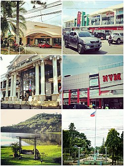 From top left clockwise: Hotel Valencia, Tamay Lang Arcade, NVM Mall, Plaza Rizal, Lake Apo and Valencia City Hall