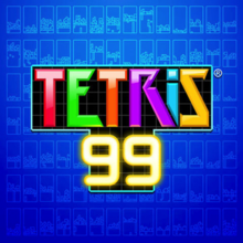 Logo of Tetris 99 on a blue background