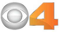 The CBS Eyemark in gray to the left of an orange numeral "4", with the left end the "4" squared off, and featuring a 3D gloss effect.