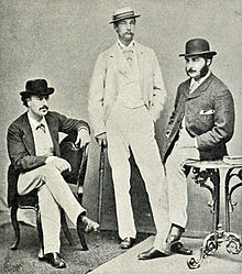 photograph of three young white men in informal Victorian costume