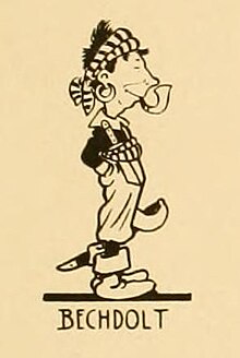 Jack Bechdolt of the Seattle Cartoonists' Club shown in caricature, in the club's 1911 book The Cartoon; A Reference Book of Seattle's Successful Men. The club made its members look like pirates.