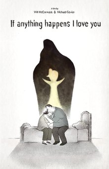 Two parents embrace while remembering their daughter, who appears as a bright light in between their dark shadows above.