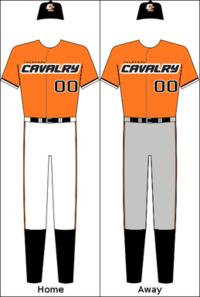 Canberra Cavalry home and away orange uniform (also white shirt with orange and black writing)