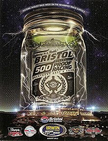 The 2012 Irwin Tools Night Race program cover, featuring a moonshine bottle.