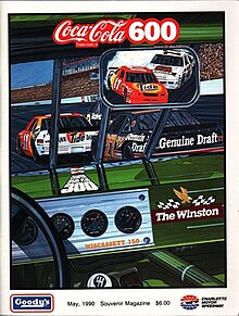 The 1990 Coca-Cola 600 program cover, featuring Darrell Waltrip. Artwork by NASCAR artist Sam Bass.
