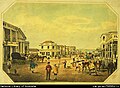 Rundle Street looking east, 1846 (Adelaide (Pirie Street): Published by Penman & Galbraith, 1851, lithograph ; sheet 20.2 x 25.7 cm. National Library of Australia.
