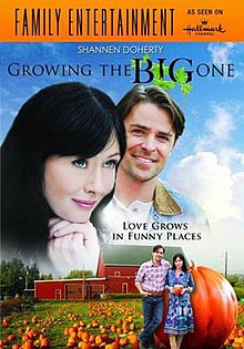 The poster features a man and a woman standing in a pumpkin field with text showing the film's title, tagline, and the network that it was broadcast on.
