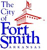 Logo image shows a red building with flag on top and the words "The City of Fort Smith, Arkansas" in blue