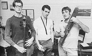 Skeleton Crew, 1982 Left to right: Tom Cora, Dave Newhouse, Fred Frith
