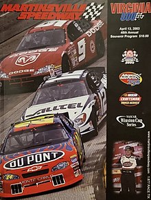 The 2003 Virginia 500 program cover.