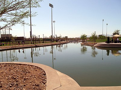 The fish stocked lake that separates the White Sox and Dodgers training fields