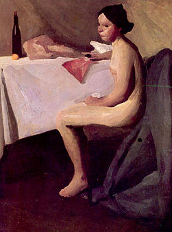 Girl at a Table by Vladimir Becić