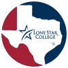 Logo of Lone Star College in a shape of Texas State with its approximate location