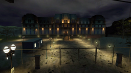 A screenshot of the Ocean House Hotel exterior as it appears in the video game Vampire: The Masquerade – Bloodlines