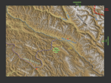 A terrain map of Hemis National Park and the surrounding trans-Himalayan Ranges