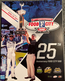 2017 Food City 500 program cover, featuring the last winner of the Food City 500, Carl Edwards.