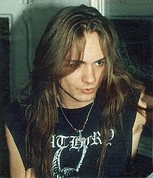Quorthon in 1990 during the Hammerheart promo tour