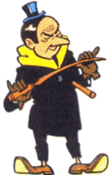 Publicity shot of Krimson, bending his cane. 1963. Drawn by Willy Vandersteen.
